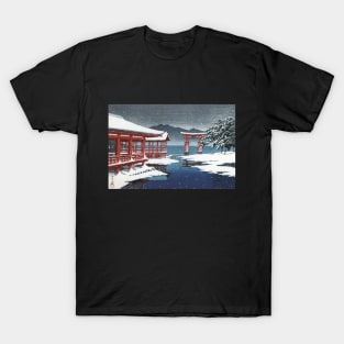 The Miyajima Shrine in Snow by Kawase Hasui T-Shirt